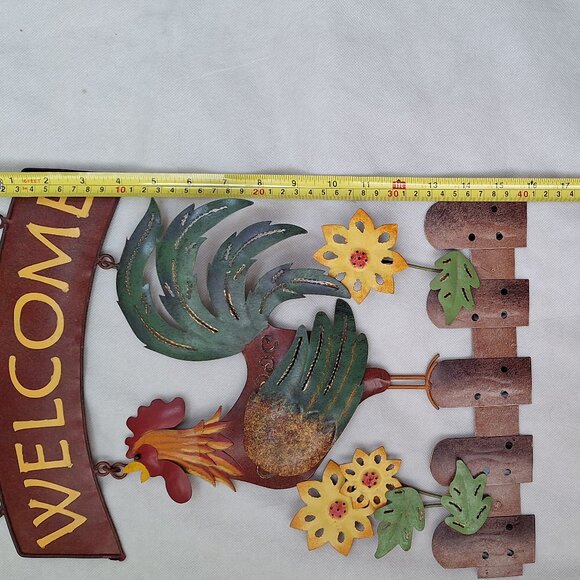 ROOSTER WELCOME HANGING METAL SIGN Country Rustic Decor 16"H x12"W NWT - Picture 2 of 4